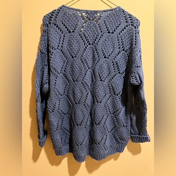 Eddie Bauer open weave blue sweater M - Picture 2 of 6